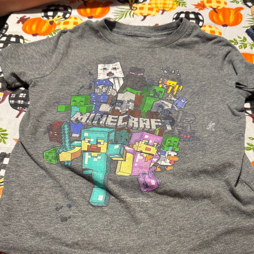 Old Navy Kids Graphic T-Shirt - Gray with Colorful Characters